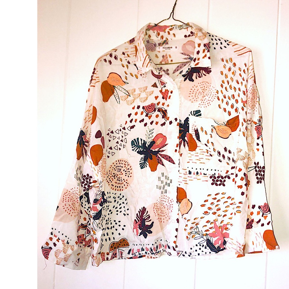 NWOT Multiprint Button Down Blouse